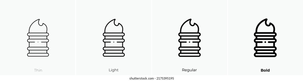 burn icon. Thin, Light Regular And Bold style design isolated on white background