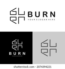 Burn logo design is designed with a simple monoline style monogram logo and ambigram logo