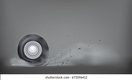 Burn Out Car Wheel On Dark