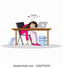 Burn Out Syndrome Concept Illustration Exhausted Stock Vector (Royalty ...