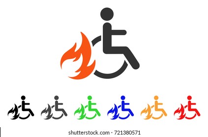 Burn Patient icon. Vector illustration style is a flat iconic burn patient symbol with black, grey, green, blue, red, orange color additional versions. Designed for web and software interfaces.