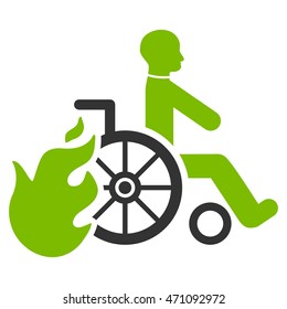 Burn Patient icon. Vector style is bicolor flat iconic symbol with rounded angles, eco green and gray colors, white background.