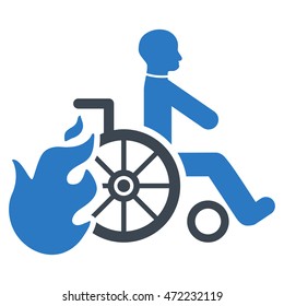 Burn Patient icon. Vector style is bicolor flat iconic symbol with rounded angles, smooth blue colors, white background.