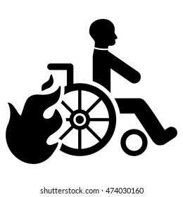 Burn Patient icon. Vector style is flat iconic symbol with rounded angles, black color, white background.