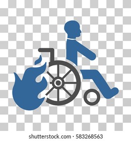Burn Patient vector icon. Illustration style is flat iconic bicolor cobalt and gray symbol on a transparent background.