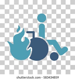 Burn Patient vector icon. Illustration style is flat iconic bicolor cyan and blue symbol on a transparent background.