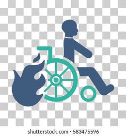 Burn Patient vector icon. Illustration style is flat iconic bicolor cobalt and cyan symbol on a transparent background.