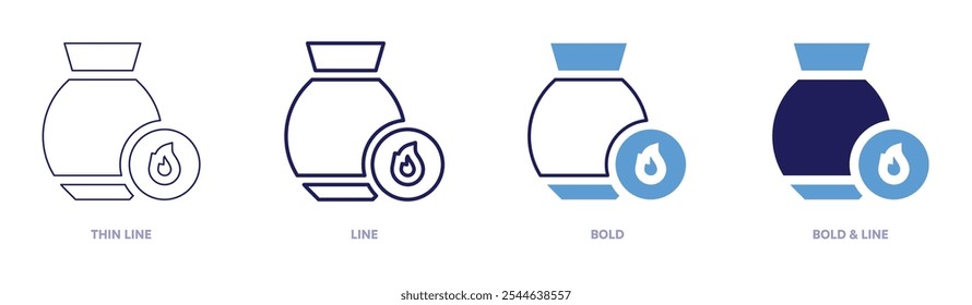 Burn pottery icon in 4 different styles. Thin Line, Line, Bold, and Bold Line. Duotone style. Editable stroke.