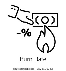 Burn rate icon in linear style