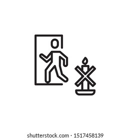 Burn within sight line icon. Labeled for fire safety. Labeling for wax candles. Sings for desing, for a website, for label printing.