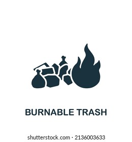 Burnable Trash icon. Monochrome simple icon for templates, web design and infographics