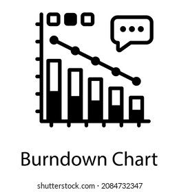 Burndown chart glyph icon design