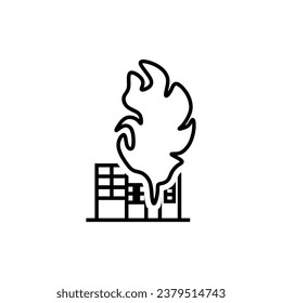Gebranntes Gebäude im Krieg, Kontursymbol. Kriegs-Design-Element Vorlage Vektorgrafik in trendigem Stil. Bearbeitbare grafische Ressourcen für viele Zwecke.