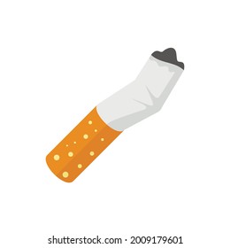 Burned cigarette icon. Flat illustration of burned cigarette vector icon isolated on white background