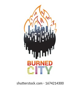 burned city concept design vector illustration 