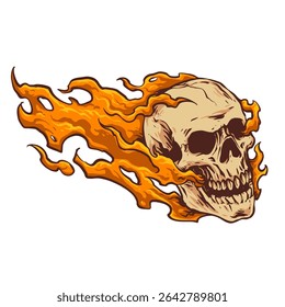 burned flame skull vector design