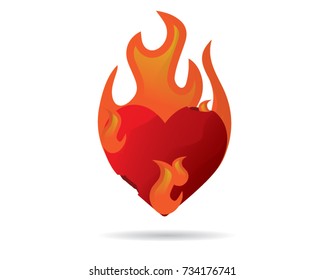 burned heart illustration design