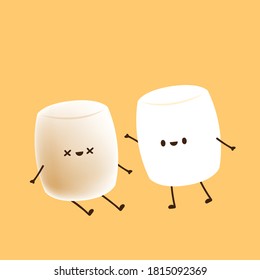 Burned Marshmallows cartoon vector. Marshmallows character design.