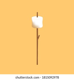 Burned Marshmallows. Marshmallow stick vector. Marshmallow logo design.