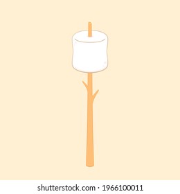 Burned Marshmallows. Marshmallow stick vector. Marshmallow logo design.