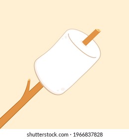 Burned Marshmallows. Marshmallow stick vector. Marshmallow logo design.