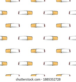 Burned out cigarette , seamless pattern on a white background.