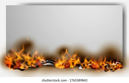 Papel quemado Fuego rojo caliente enciende llamas realistas de fuego