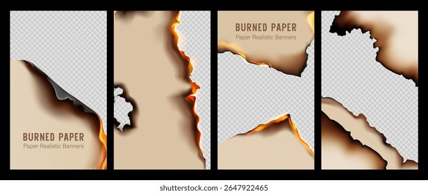 Papel quemado Anuncios realistas Vertical Colección