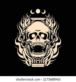 burned skull tattoo vector design