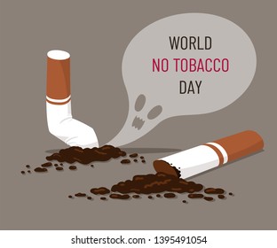 Burned Tobacco, World No Tobacco Day, Vector, Illustration