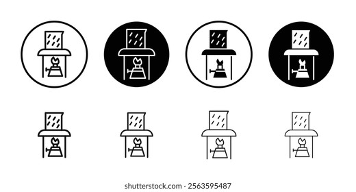 Burner boiling chemical icon Flat outline fill set collection