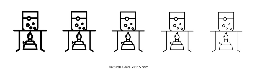 burner boiling chemical icon flat illustration set logo
