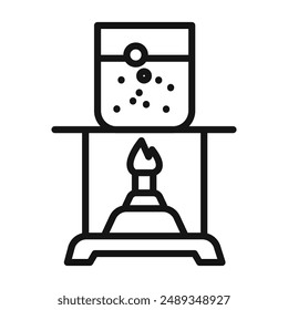 burner boiling chemical icon Vector symbol or sign set collection in black and white outline