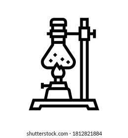 burner boiling chemistry liquid line icon vector. burner boiling chemistry liquid sign. isolated contour symbol black illustration