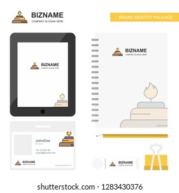 Burner Business Logo, Tab App, Diary PVC Employee Card and USB Brand Stationary Package Design Vector Template