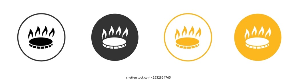 Burner Gas Stove icon black and white vector outline sign