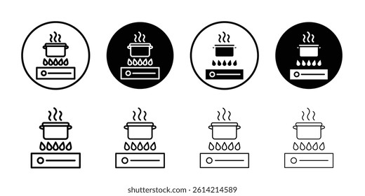 Burner Gas Stove icon Black and white outline vector