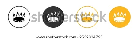 Burner Gas Stove icon black and white vector outline sign