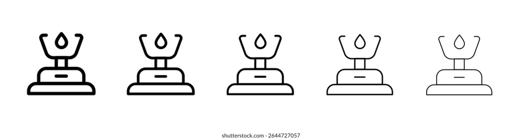 Burner Gas Stove icon flat illustration set logo