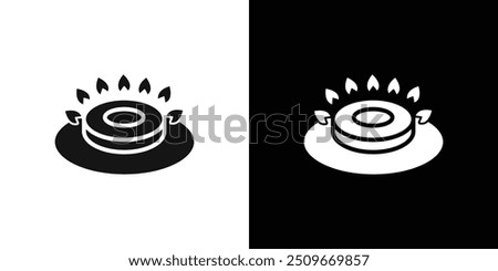 Burner Gas Stove icon Flat vector set outline