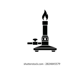 “Bunsen Burner Icon – Laboratory Flame, Chemistry Equipment Symbol