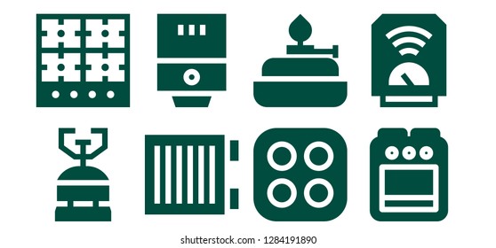  burner icon set. 8 filled burner icons. Simple modern icons about  - Camping gas, Burner, Heater, Water heater, Stove