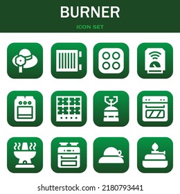 Brenner-Icon-Set. Vektorgrafiken zu Pamela, Heater und Stove