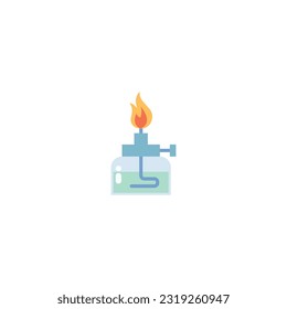 Burner Lab Flat Icon - Science and Chemical Elements Icon Vector Illustration Isolated.