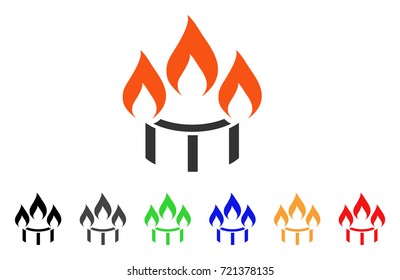 Burner Nozzle Fire icon. Vector illustration style is a flat iconic burner nozzle fire symbol with black, gray, green, blue, red, orange color additional versions.