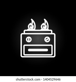 Burner oven, cooking range, gas range & stove neon icon. Elements of kitchen utencils set. Simple icon for websites, web design, mobile app, info graphics