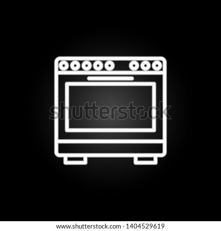 Burner oven, cooking range, gas range & stove neon icon. Elements of kitchen utencils set. Simple icon for websites, web design, mobile app, info graphics