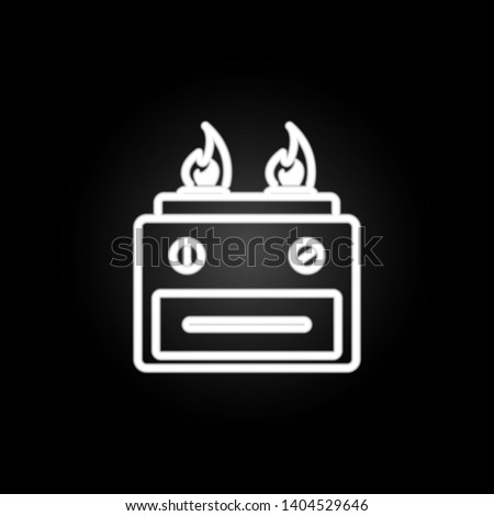 Burner oven, cooking range, gas range & stove neon icon. Elements of kitchen utencils set. Simple icon for websites, web design, mobile app, info graphics