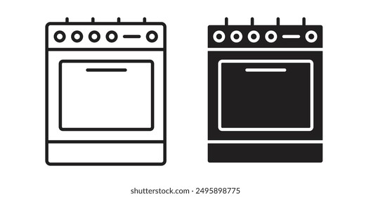 Icono del Vector de la estufa del quemador fijado en color negro.