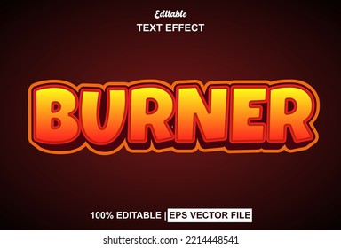 burner text effect with 3d style and editable